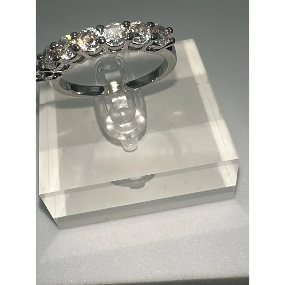 Cubic Zirconia Silver Tone Band Ring Size 6